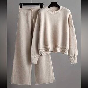 ▶️ Sweater Set ivory Cream women’s size small Lounge Comfy NEW without tags
